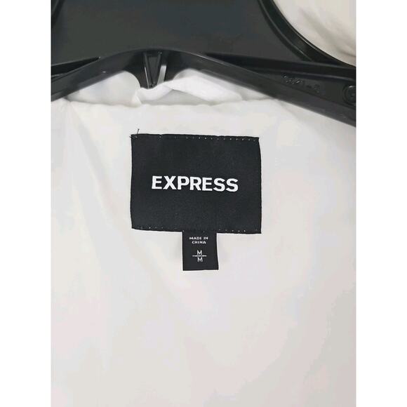 EXPRESS ~Men's Size M~ White Snow Puffer Watetproof & Warm Coat Zip-Up Jacket. - Picture 5 of 16